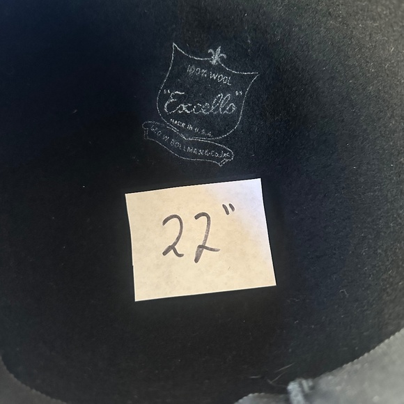 GRANDIOSE 1950s' BLACK FELT & FAUX LAMB WIDE BRIM HAT + TALL OSTRICH FEATHERS - Picture 15 of 15